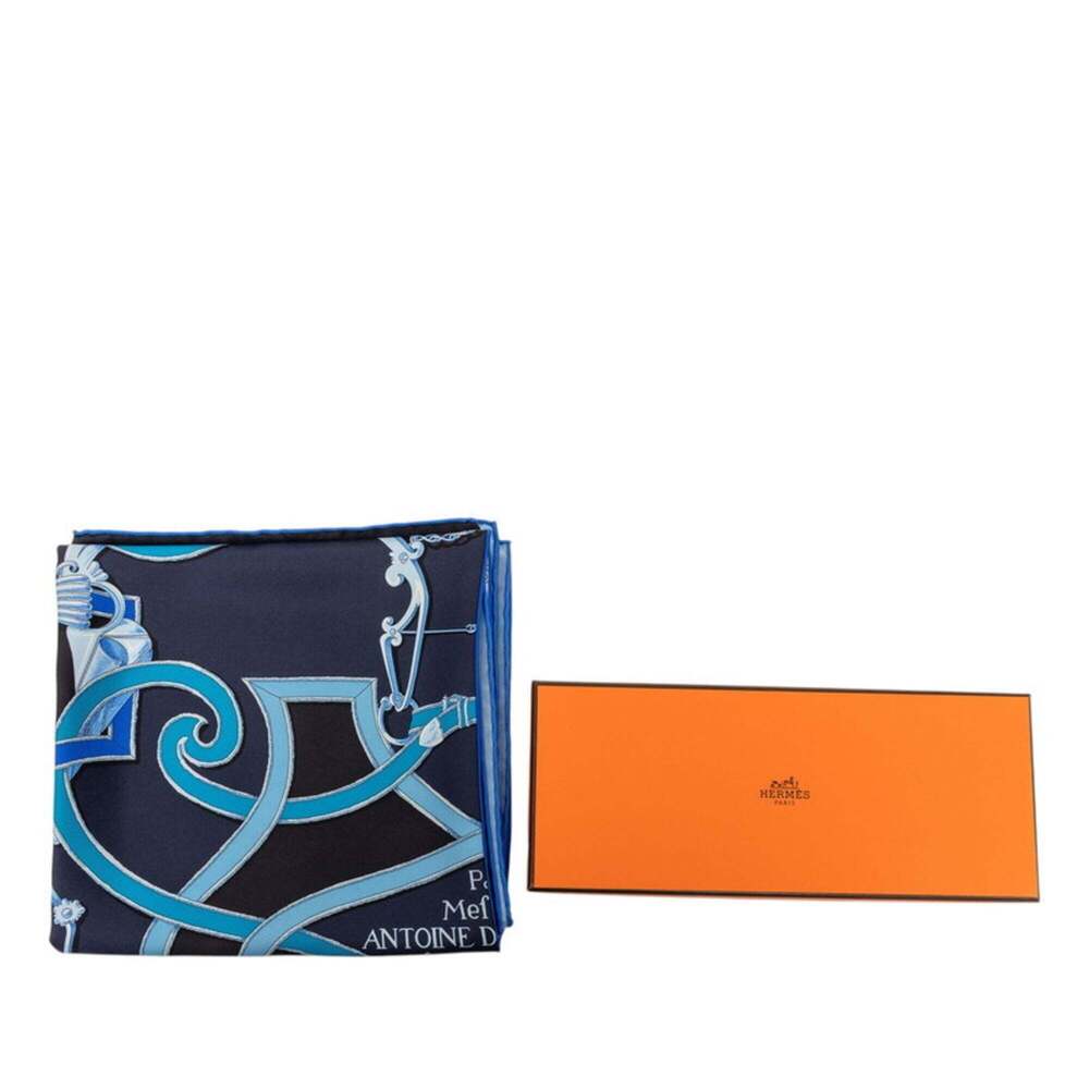 HERMES Blue Silk Scarf - Picture 9 of 9